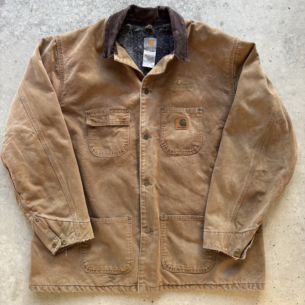 Vintage '04 Carhartt C02BRN Mens 2XLT Brown Duck Chore Coat Blanket Lined (Read)